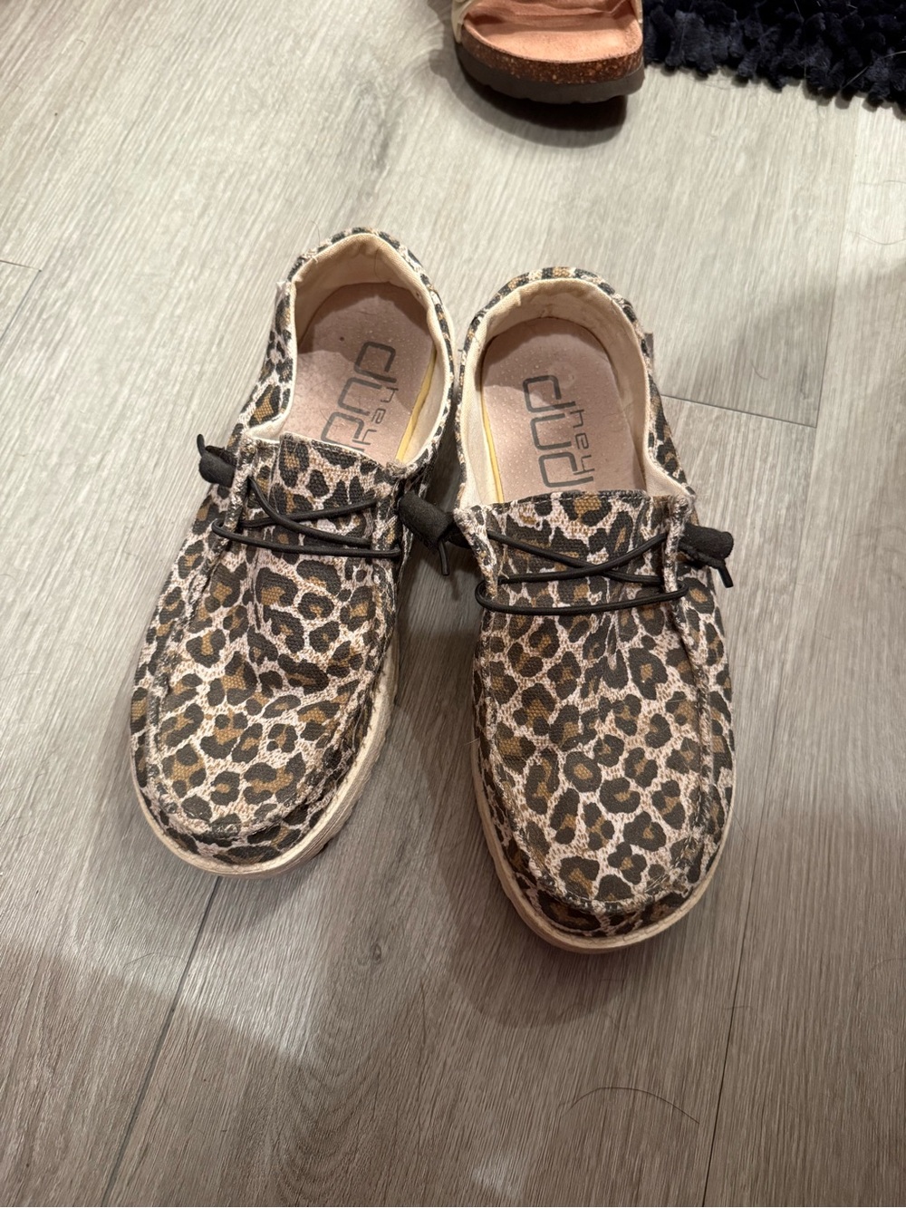 Hey Dude Womens Leopard Print Slip-On Loafers - Black, Brown, Tan